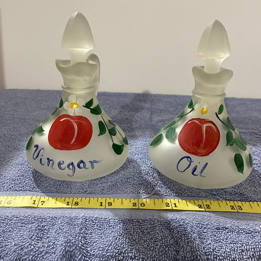 Frosted Glass Vinegar and Oil Decanters